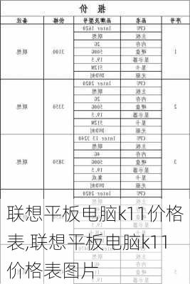 联想平板电脑k11价格表,联想平板电脑k11价格表图片