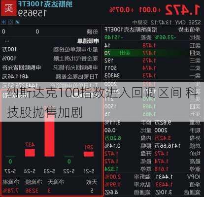 纳斯达克100指数进入回调区间 科技股抛售加剧