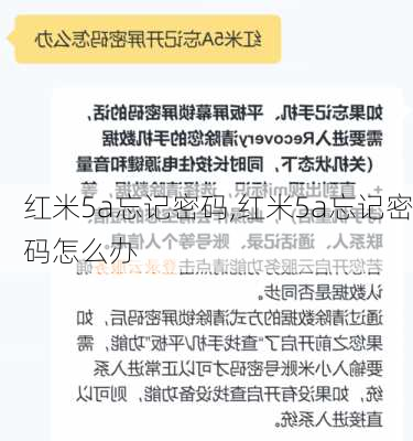 红米5a忘记密码,红米5a忘记密码怎么办