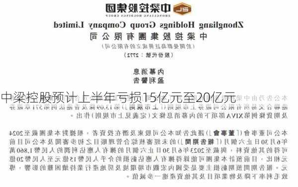 中梁控股预计上半年亏损15亿元至20亿元