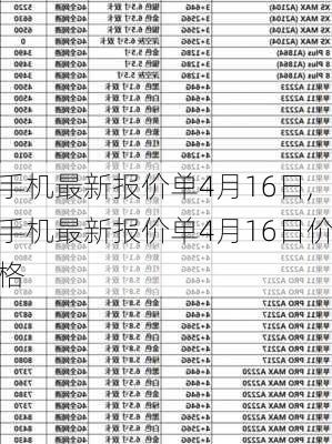 手机最新报价单4月16日,手机最新报价单4月16日价格