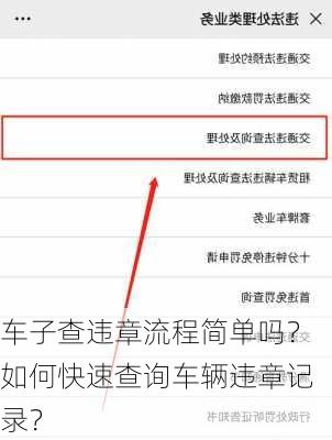 车子查违章流程简单吗？如何快速查询车辆违章记录？