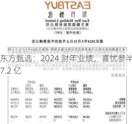 东方甄选：2024 财年业绩，喜忧参半 17.2 亿