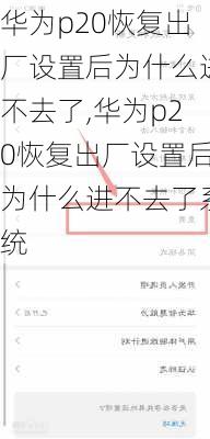 华为p20恢复出厂设置后为什么进不去了,华为p20恢复出厂设置后为什么进不去了系统