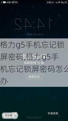 格力g5手机忘记锁屏密码,格力g5手机忘记锁屏密码怎么办