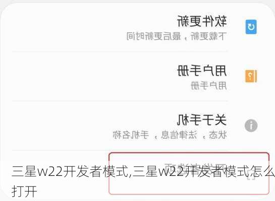 三星w22开发者模式,三星w22开发者模式怎么打开