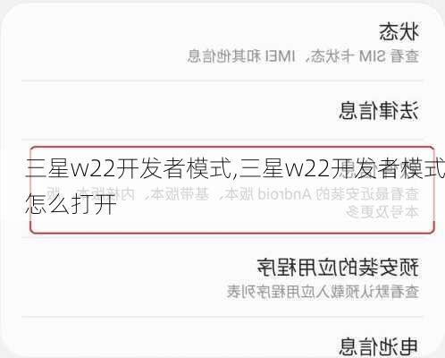 三星w22开发者模式,三星w22开发者模式怎么打开