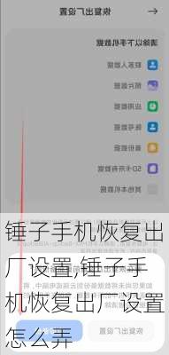 锤子手机恢复出厂设置,锤子手机恢复出厂设置怎么弄