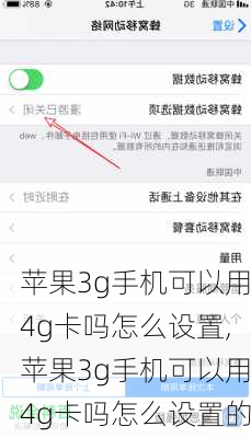 苹果3g手机可以用4g卡吗怎么设置,苹果3g手机可以用4g卡吗怎么设置的