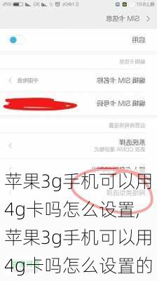 苹果3g手机可以用4g卡吗怎么设置,苹果3g手机可以用4g卡吗怎么设置的