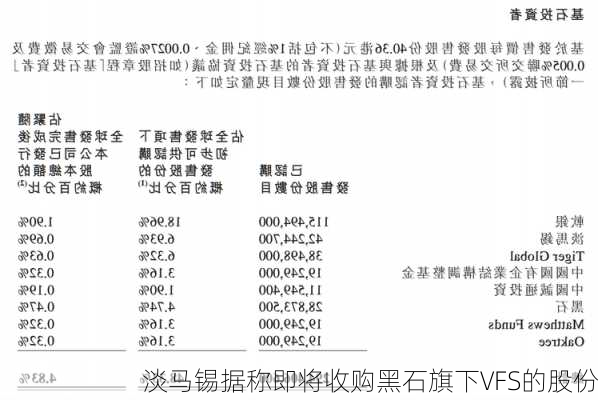 淡马锡据称即将收购黑石旗下VFS的股份