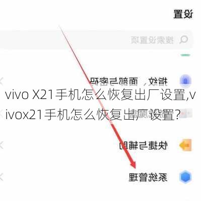 vivo X21手机怎么恢复出厂设置,vivox21手机怎么恢复出厂设置?