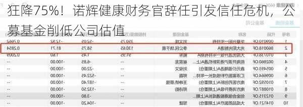 狂降75%！诺辉健康财务官辞任引发信任危机，公募基金削低公司估值