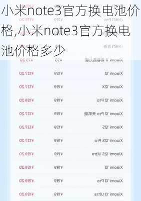 小米note3官方换电池价格,小米note3官方换电池价格多少