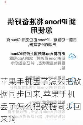 苹果手机丢了怎么把数据同步回来,苹果手机丢了怎么把数据同步回来啊