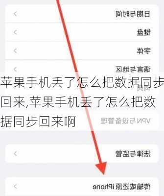 苹果手机丢了怎么把数据同步回来,苹果手机丢了怎么把数据同步回来啊