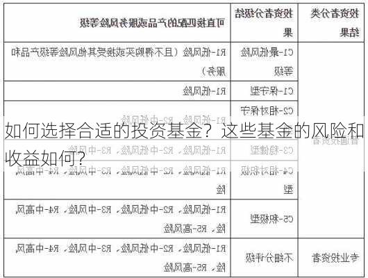 如何选择合适的投资基金？这些基金的风险和收益如何？