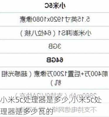 小米5c处理器是多少,小米5c处理器是多少瓦的