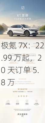 极氪 7X：22.99 万起，20 天订单 5.8 万