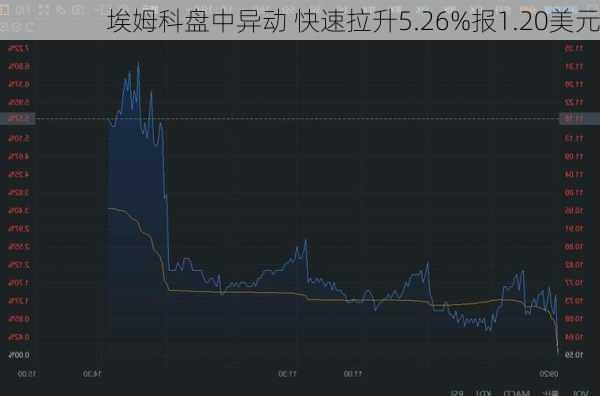 埃姆科盘中异动 快速拉升5.26%报1.20美元