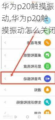 华为p20触摸振动,华为p20触摸振动怎么关闭