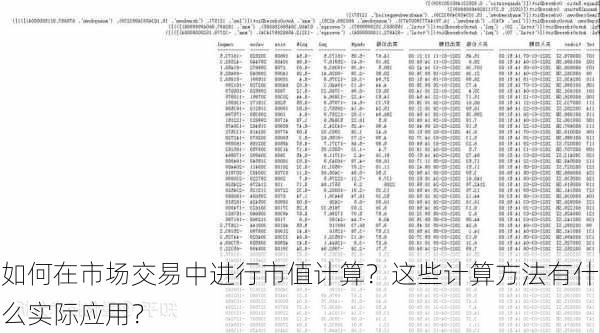 如何在市场交易中进行市值计算？这些计算方法有什么实际应用？