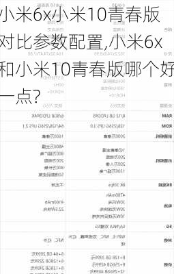 小米6x小米10青春版对比参数配置,小米6x和小米10青春版哪个好一点?