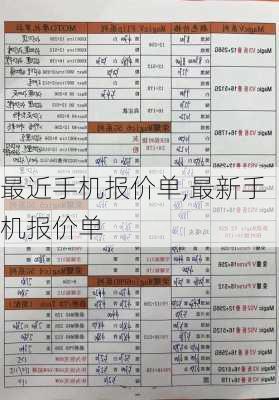 最近手机报价单,最新手机报价单