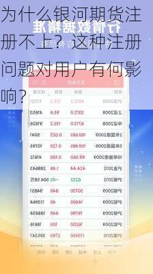 为什么银河期货注册不上？这种注册问题对用户有何影响？