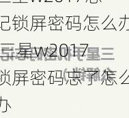 三星w2017忘记锁屏密码怎么办,三星w2017锁屏密码忘了怎么办