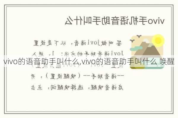 vivo的语音助手叫什么,vivo的语音助手叫什么 唤醒