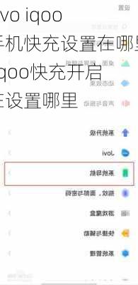 vivo iqoo手机快充设置在哪里,iqoo快充开启在设置哪里