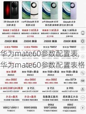 华为mate60参数配置表,华为mate60参数配置表格