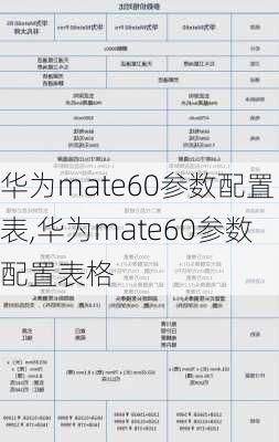 华为mate60参数配置表,华为mate60参数配置表格