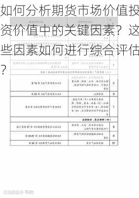 如何分析期货市场价值投资价值中的关键因素？这些因素如何进行综合评估？