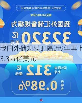 我国外储规模时隔近9年再上3.3万亿美元