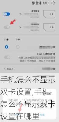 手机怎么不显示双卡设置,手机怎么不显示双卡设置在哪里