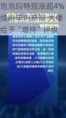 泡泡玛特现涨超4%续刷年内新高 大摩给予“增持”评级