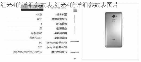 红米4的详细参数表,红米4的详细参数表图片