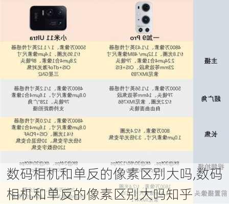 数码相机和单反的像素区别大吗,数码相机和单反的像素区别大吗知乎