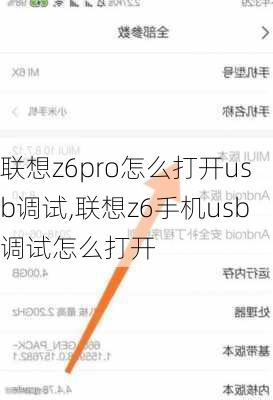 联想z6pro怎么打开usb调试,联想z6手机usb调试怎么打开