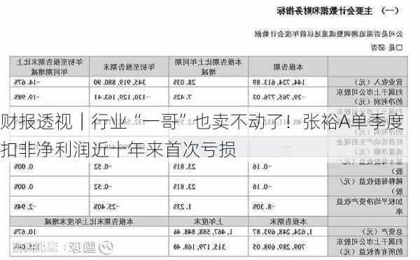 财报透视｜行业“一哥”也卖不动了！张裕A单季度扣非净利润近十年来首次亏损