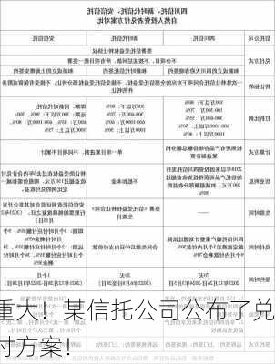 重大！某信托公司公布了兑付方案！