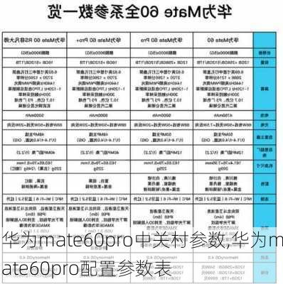 华为mate60pro中关村参数,华为mate60pro配置参数表