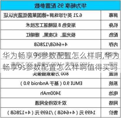 华为畅享9s参数配置怎么样啊,华为畅享9s参数配置怎么样啊值得买吗