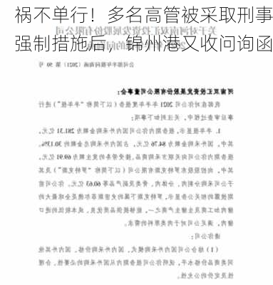 祸不单行！多名高管被采取刑事强制措施后，锦州港又收问询函