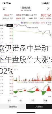 欧伊诺盘中异动 下午盘股价大涨5.02%