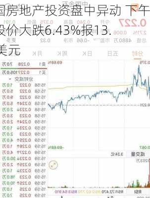 美国房地产投资盘中异动 下午盘股价大跌6.43%报13.37美元