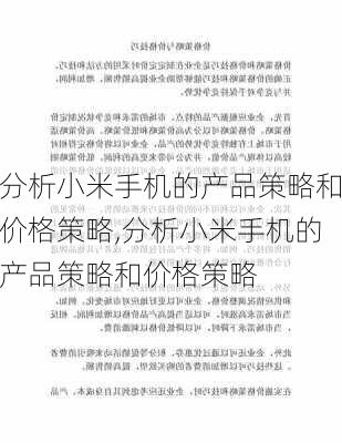 分析小米手机的产品策略和价格策略,分析小米手机的产品策略和价格策略