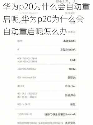 华为p20为什么会自动重启呢,华为p20为什么会自动重启呢怎么办